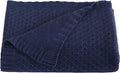 NTBAY Cable Knit Cooling Toddler Blanket, Soft and Breathable Baby Blanket 30x40 Inches Made from Rayon Derived from Bamboo for Crib, Stroller, Nursery, Navy Blue