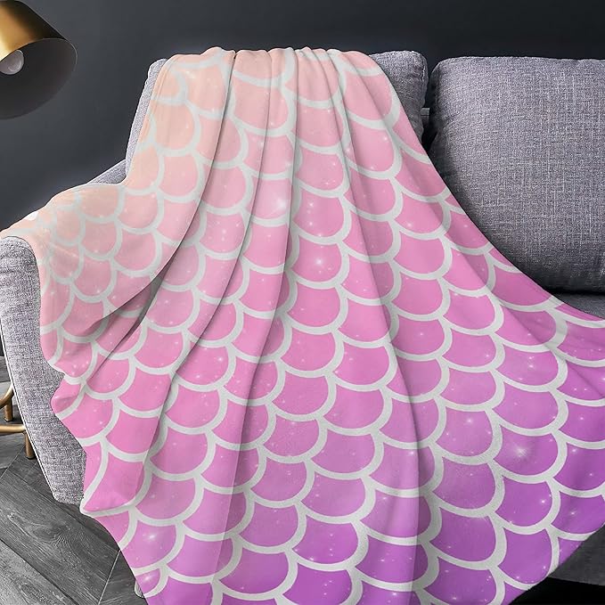 Thuswarm Vivid Shiny Scale Flannel Blanket for Autumn Winter Gifts Warm Cozy Soft Funny Print Throw for Bed Couch Sofa 120”×90” Extra Large for Family