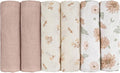GLLQUEN BABY Receiving Blanket Boy Cotton Muslin Swaddle Blankets Girl Newborn Squares Breathable & Soft Thin Baby Blankets Cloths Double Absorbent Infant Swaddling Wrap - 6 Pack (Sunflower)