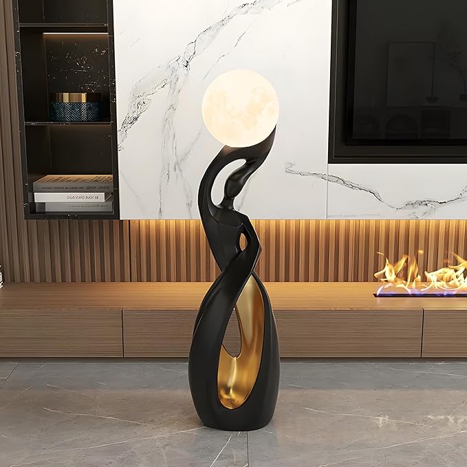 Bofea-Modern Minimalist Floor Lamp,Creative Nordic Living Room Bedside Bedroom with 3D Moon Tall Lights,Art Decoration Lamp for Bedroom Girls Room, Dresser, Office.