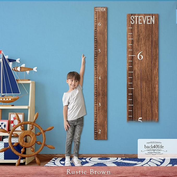 Farmhouse Style Wooden Kids Growth Chart Ruler for Boys and Girls