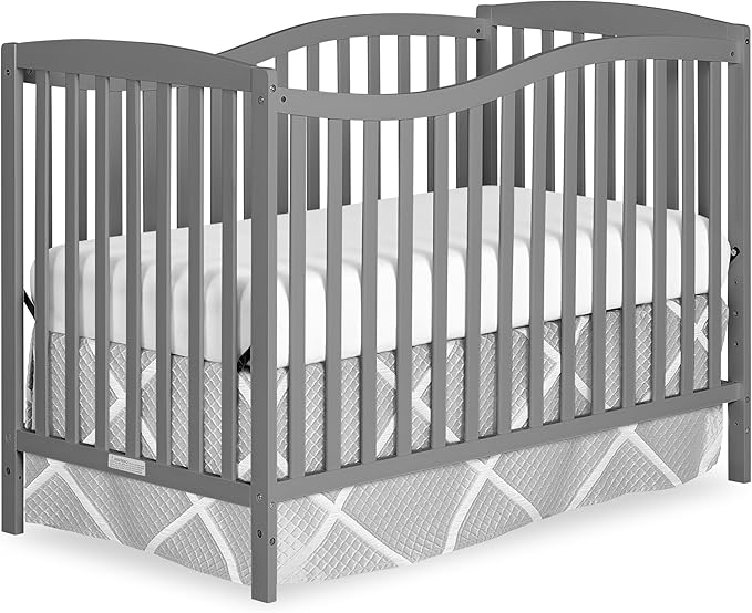 Dream On Me Chelsea 5-in-1 Convertible Full-Size Baby Crib in Steel Grey, GreenGuard Gold & JPMA, Pinewood, 4 Mattress Heights, Converts to Toddler, Day & Full-Size Bed, Modern Classic Nursery