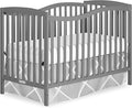 Dream On Me Chelsea 5-in-1 Convertible Full-Size Baby Crib in Steel Grey, GreenGuard Gold & JPMA, Pinewood, 4 Mattress Heights, Converts to Toddler, Day & Full-Size Bed, Modern Classic Nursery