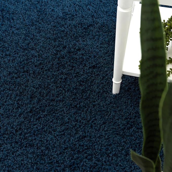 Unique Loom Solid Shag Collection Area Rug (10' x 13' 11" Rectangle, Sapphire Blue/ Navy Blue)