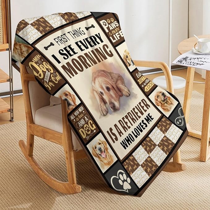 Golden Retriever Dog Print Blanket Best Dog Pet Animal Throw Blankets for Couch Sofa Stuff Decor Gifts Lightweight Soft Cozy Fleece Plush Warm Flannel Bedding for Lover Man Woman Teen Adults 40"x50"