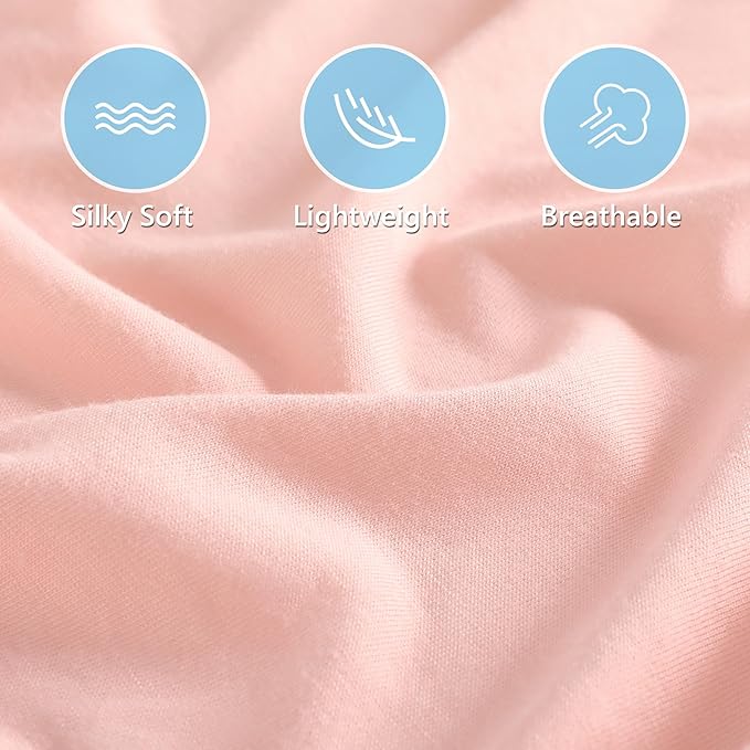 TILLYOU Mini Crib Fitted Sheets - Soft Knit Sheet for Pack N Play, Microfiber Mini Crib Sheets, Playpen Bedding Sheet for Baby 2 Pack, Machine Washable, White & Peachy Pink