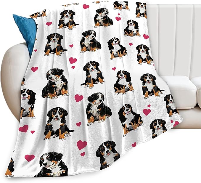 Bernese Mountain Dog Blanket Bernese Mountain Dog Gifts and Decor Cute Dog Throw Blanket Dog Blanket for Girls Women Kids Adults Soft Warm Cozy Fleece Blanket for Couch Sofa Bed 60"x50"