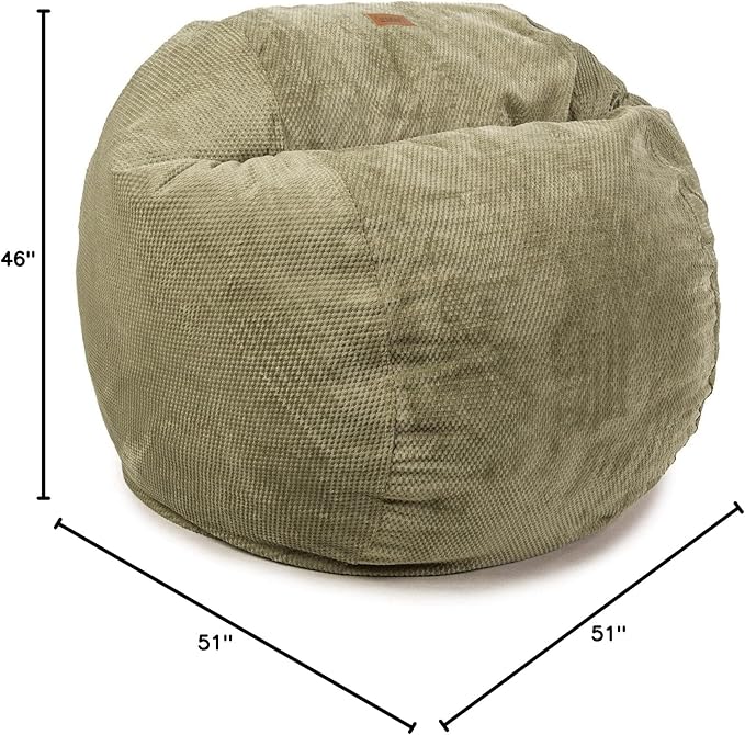CordaRoy's Chenille Bean Bag-Convertible Bean Bag Chair-Machine-Washable Chenille Fabric Cover-for Basement,Living Room,Game Room,Dorm & More - King Size - Moss | Made in The USA
