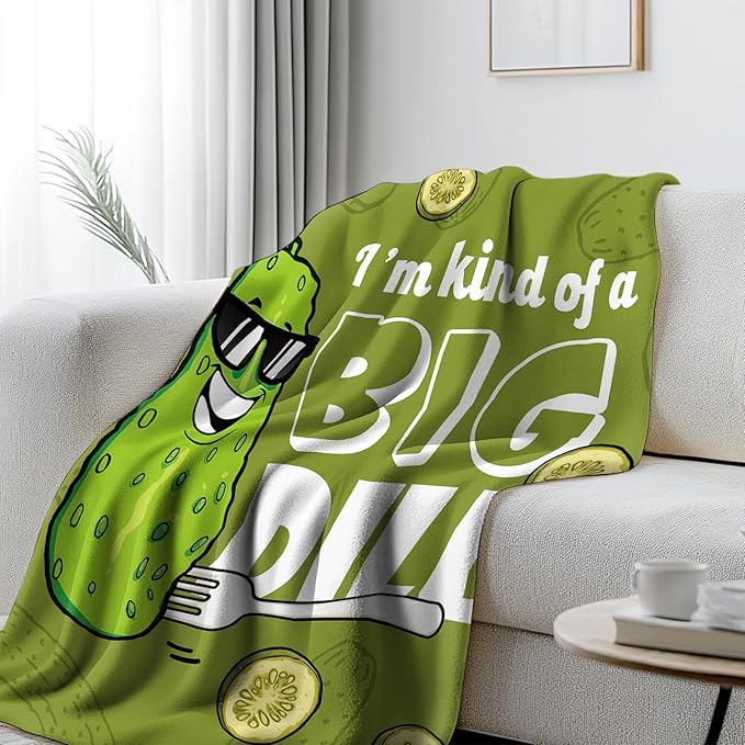 Pickle Throw Blanket, Cute Green Pickles Theme Gifts, Pickle Gifts for Christmas Thanksgiving Birthday, Funny Blankets for Adult Teens Pickles Lovers, Flannel Blanket on Sofa Couch 50"x 60"