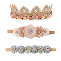cherrboll 3pcs Baby Girl Headbands Flowers, Super Soft & Stretchy Nylon Floral Hairbands for Newborn Toddler