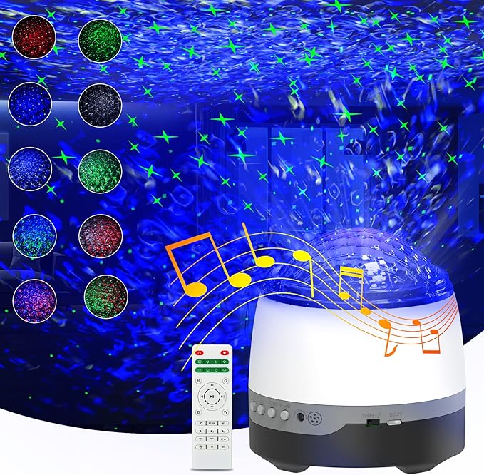 Galaxy Projector,Star Projector for Bedroom,Remote Control & White Noise Bluetooth Speaker,8 Soother Sounds,Timer,Star Night Light for Kids Room, Adults Home Theater, Party, Living Room Decor