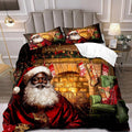 LUVIVIHOME 2PCS Christmas Comforter Set - Twin Size, Funny Black Santa Claus Bedding, Merry Christmas Bedroom Decor for Kids, Teens, African American Decorations, 1 Pillow Case