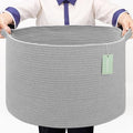 Extra Large Blanket Basket 87L, Laundry Hamper, Baby Nursery Hamper for Storage Toys Clothes Towels, Large Cotton Rope Laundry Basket for Girls Boys, 22”x 14”, Light Gray