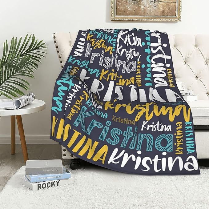 Dr.TOUGH Personalized Blankets with Name Customized Baby Blankets for Girls Boys Adults Monogrammed Blankets and Throws Christmas Birthday Mothers Fathers Valentines Day Gift (Black, 40''×50'')