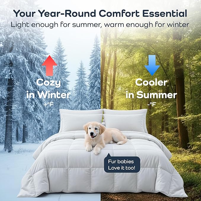 Olive + Crate 100% Viscose Derived from Bamboo Comforter - Queen Size - Hypoallergenic, Cooling & Moisture-Wicking Bedding - All Season Lightweight Plush Design - Organic Queen Comforter - 80"x 90"