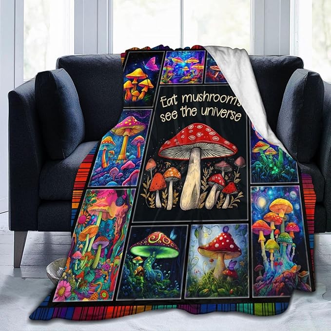 Mushroom Blanket Mushroom Decor Throw Blanket Super Soft Flannel Lightweight Fluffy Plush Fuzzy Fleece Forest Blanket Gifts for Girl Baby Woman Boys Kids Adults Man for Bed Sofa 40"X50"