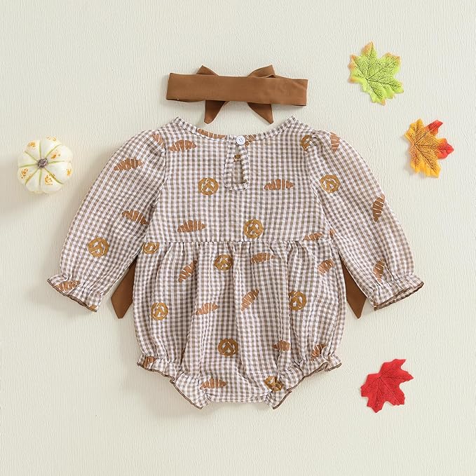 2pcs Infant Baby Girls Romper Dress Headband Long Sleeve Clothing Flowers Newborn Boho Girl Outfit Jumpsuit Clothes