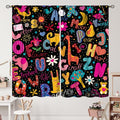 Cartoon Alphabet Curtains Funny Education Animal Giraffe Curtain with Rod Pocket for Bedroom Living Room Home Decor Drapes Thermal Insulated Window Treatments 2 Panels Set 72" W X 63" L