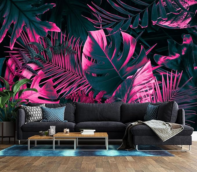 XMPMBM-Tropical Botanical backsplash Large Decorative Wallpaper Plant Leaf Bedroom Bathroom Wall Mural- W 154" X H 105"（112 Square Foot）