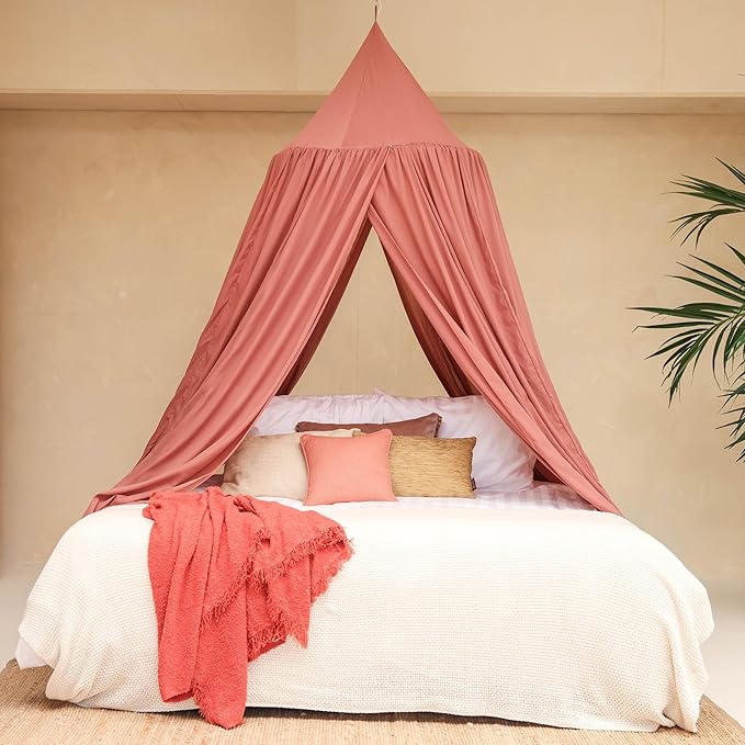 Pink Bed Canopy for Queen and King-Sized Beds | Bedroom Decoration for Teens or Adults | Conical Shape Insect Netting | Mosquito Net in Multiple Colors and Sizes