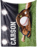 Baby Boys Personalized Baseball Blanket - Custom Name and Number - Soft Warm and Fluffy Flannel Fabric Gift for Sports Lovers 40x50inch