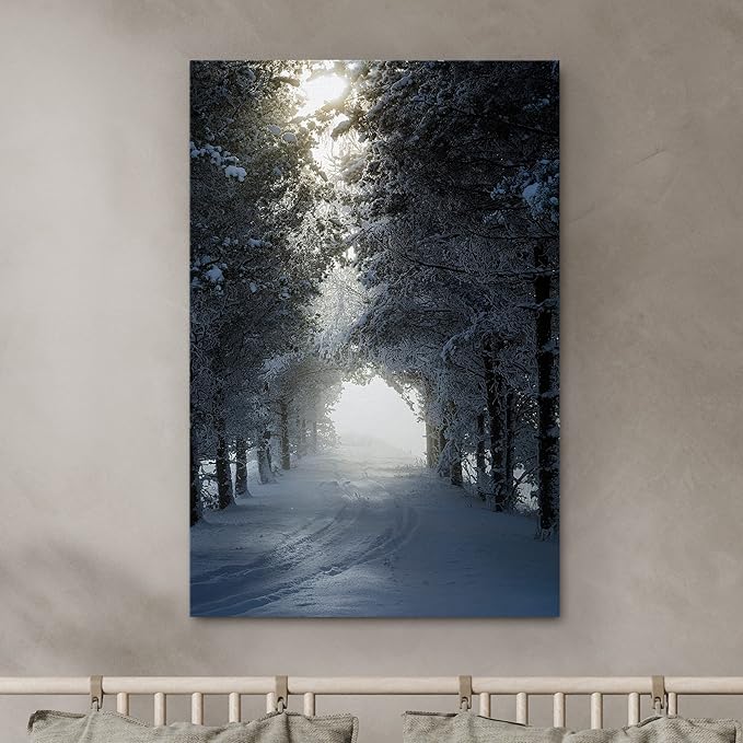SIGNWIN Canvas Wall Art Woodland Nursery Decor Winter Trees Cool Dramatic Forest Multicolor Nature Photography Rustic - 32x48 inches