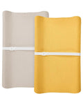 Changing Pad Cover for Baby Boy Girl 2 Pack, Muslin Changing Table Pad Covers with Boho Style, Neutral Nursery Bedding Essentials Soft and Breathable(Beige & Mustard Yellow)