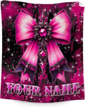 Personalized Girls Blanket - Personalized Bow Blankets for Kids, Teens - 50" x 60" Soft Fuzzy Pink Throw for Daughter