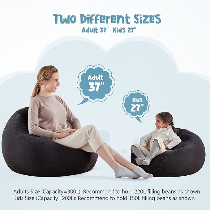 Nobildonna Bean Bag Chair Cover (No Filler) for Kids and Adults,Beanbag Stuffed Animal Storage Without Filling Plush Toys Holder and Organizer Soft Premium Corduroy 200L