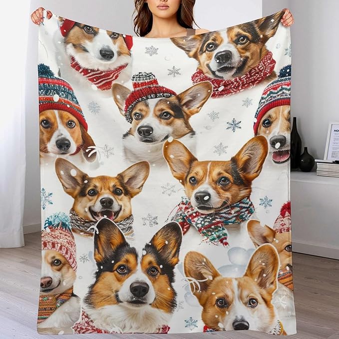 Corgi Blanket Funny Corgi Dog Gifts for Girls Boys Woman Kids Cute Corgis Lover Bear Throw Blankets Soft Blanket Warm Fleece Flannel Plush Blankets for Bed Sofa Couch 40"x50"