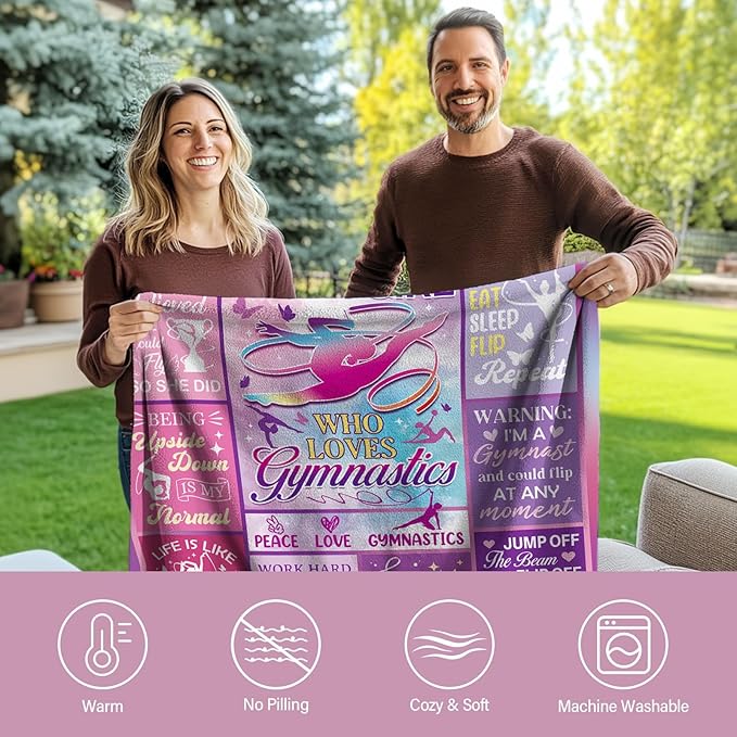 Gymnastics Gifts for Girls/Teens/Sister, Dancer Gifts for Daughter Blanket, Gymnastics Blanket for Dance Lovers, Just A Girl Who Loves Dance Gifts for Girls on Birthday Christmas 40x50 in