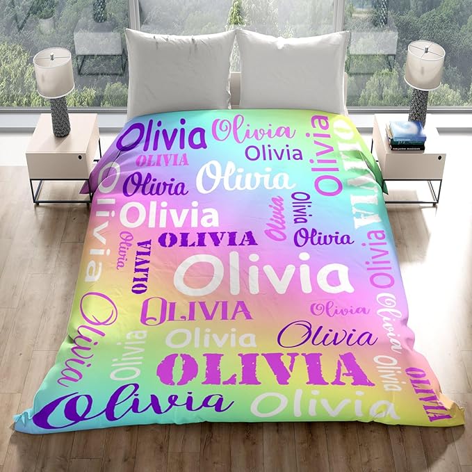 Gudina Personalized Name Blankets and Throws, Custom Blanket with Name, Personalized Christmas Blanket Gifts for Women Men