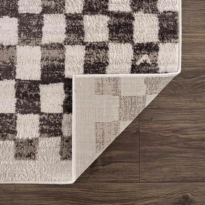 Hauteloom Benjy Living Room, Bedroom Area Rug - Contemporary - Cream, Charcoal - 18" x 18"