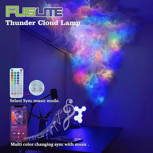 2025 New ， 3D Thundercloud LED Light Cotton Lightning Cloud Colorful Atmosphere Night Light, DIY Creative Cloud Lights Gaming Room Garage Club Bar dj Party Light, Restaurant，32 Feet