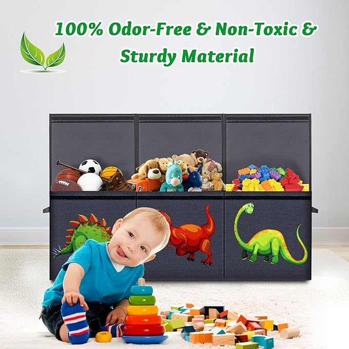 HOMEMARVEL Toy Chest for Boys, Toy Boxes for Kids Extra Large, Toy Box for Boys Girls, Collapsible Sturdy Kids Toy Storage Organizer Boxes Bins Baskets for Nursery, Playroom, Bedroom