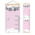 Kids Growth Chart Ruler for Wall Wood Frame Height Measure Chart 13.4x56 in Linen Hanging Height Growth Chart Pink Dot Sheep Kids Room Decor