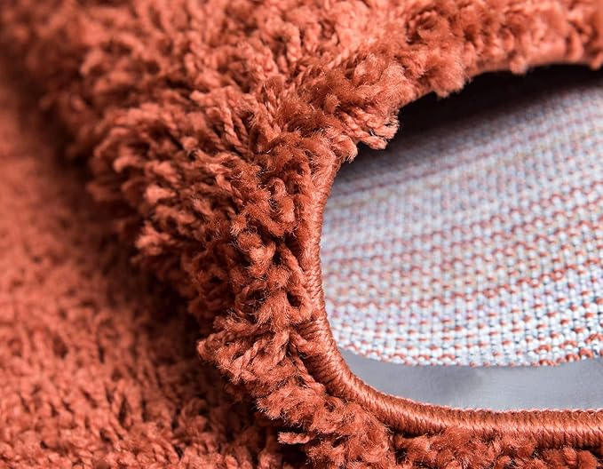 Unique Loom Solid Shag Collection Area Rug (2' 6" x 16' 5" Runner, Terracotta)
