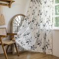 ENJOYBRIDAL Floral Curtains 84 Inches Semi Sheer Living Room Drapes Boho Bedroom Patterned Rod Pocket Window Curtain Panels Floor Length Cute Light Filtering Farmhouse 2 Panels Window Treatments