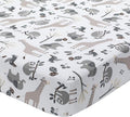 Lambs & Ivy Baby Jungle Animals White/Gray/Taupe Cotton Fitted Crib Sheet