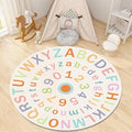 Children's Round Colorful ABC Rug,3.3ft,Soft Fluffy Alphabet Educational Rug, Non-Slip Washable Children's Crawling Game Rug Carpet for Boys Girls Bedroom Playroom Nursery Decoration