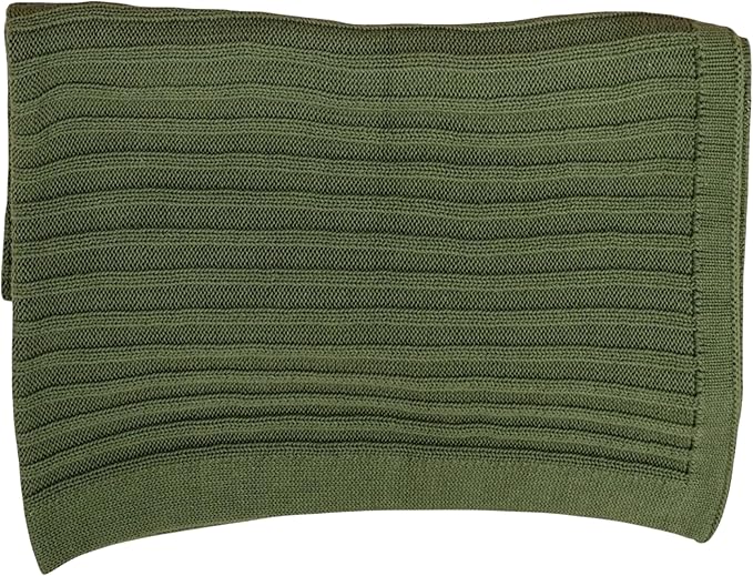 Baby Knit Blanket, 100% Cotton Ribble Patterns, Soft, Cozy, Lightweight Swaddle for Newborn & Infant Swaddling Beige Neutral, Perfect Baby Shower Ideas Green 28x36