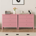 RoyalCraft Fluted 32 inch Wide Nightstand Set of 2, Large Pink Nightstand with 3 Drawer, Modern End Table, Wood Beside Table for Home and Office
