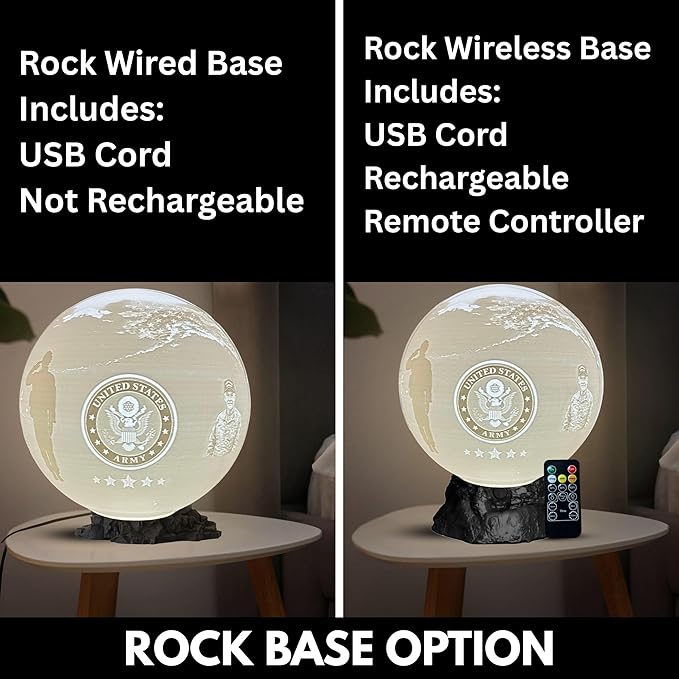 Personalized US Army Moon Lamp with Custom Text & Photo – Military Night Light for Soldiers, Veterans, Deployment Homecoming & Army Families | Army Decor, Military Retirement Gift