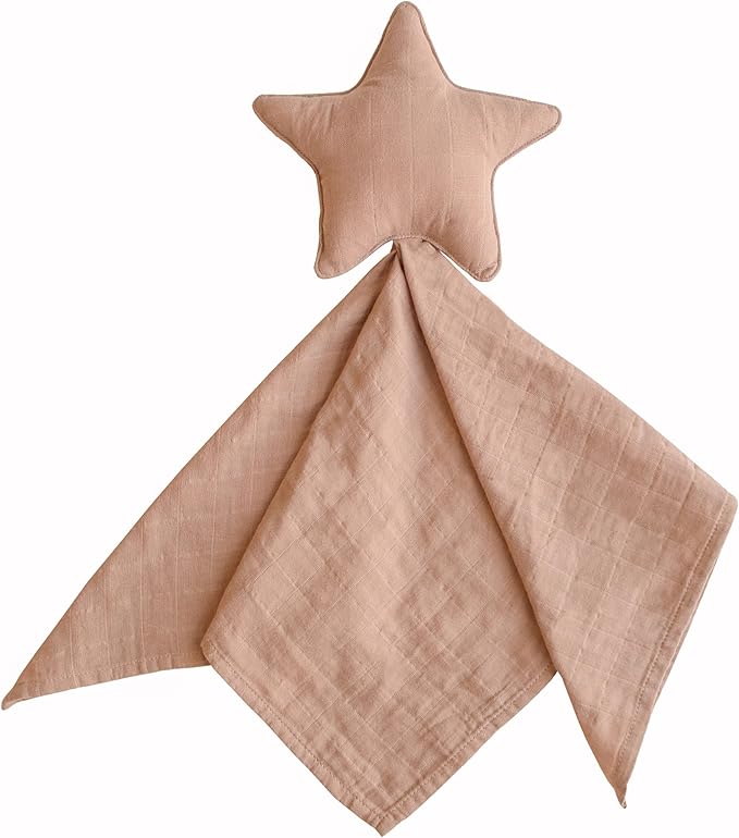 mushie Star Security Blanket | Baby Lovey | 100% Organic Muslin Cotton (Natural)