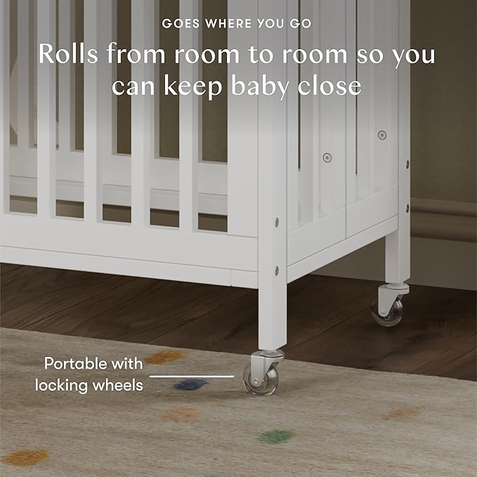 babyletto Rolli Convertible All-Stages® Bassinet and Full-Size Crib in White, Greenguard Gold Certified, FSC Certified, Portable & Adjustable with Conversion Kits and Pads Included