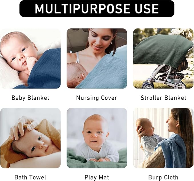 Muslin Swaddle Blankets for Newborn, 3 Pack Breathable Soft Receiving Blanket, Large 38 x 40 inches Swaddle Wrap Burping Clothes, Essentials Infant Shower Items, Toddler Gift (Cute Flower, 3 Pack)