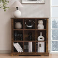 9 Cube Storage Organizer, Wood Cube Bookshelf with LED Lights, Horizontal Storage Cubes, Kids Bookshelf, Display Cabinet Cubby Shelf for Living Room Home Office Bedroom, Brown