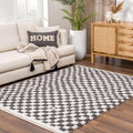 Hauteloom Kieu Contemporary Checkered Fluffy Shag Area Rug - Modern Geometric Soft Carpet Tiles for Living Room, Kids Room, Nursery - Black, White - 8'10" x 12'
