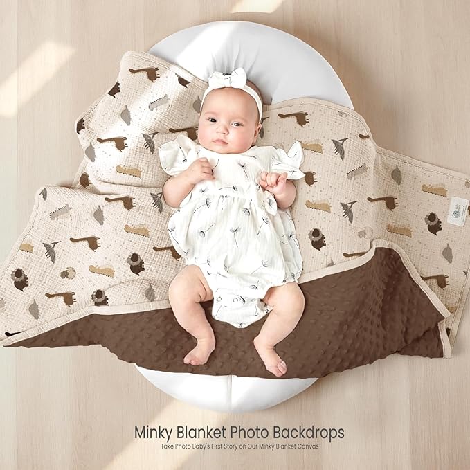 lulumoon Baby Blankets for Boys Newborn: Reversible Muslin & Minky Dinosaur Print - Thermal Receiving Blanket for Stroller & Registry Gift 30"x40"(Dinosaur)