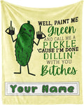 Custom Pickle Throw Blanket for Teen - 50x60 Inches Throw Size - Soft Fluffy Cozy Blankets Gift - Beige Novelty Blanket Throws for Living Room Decorative